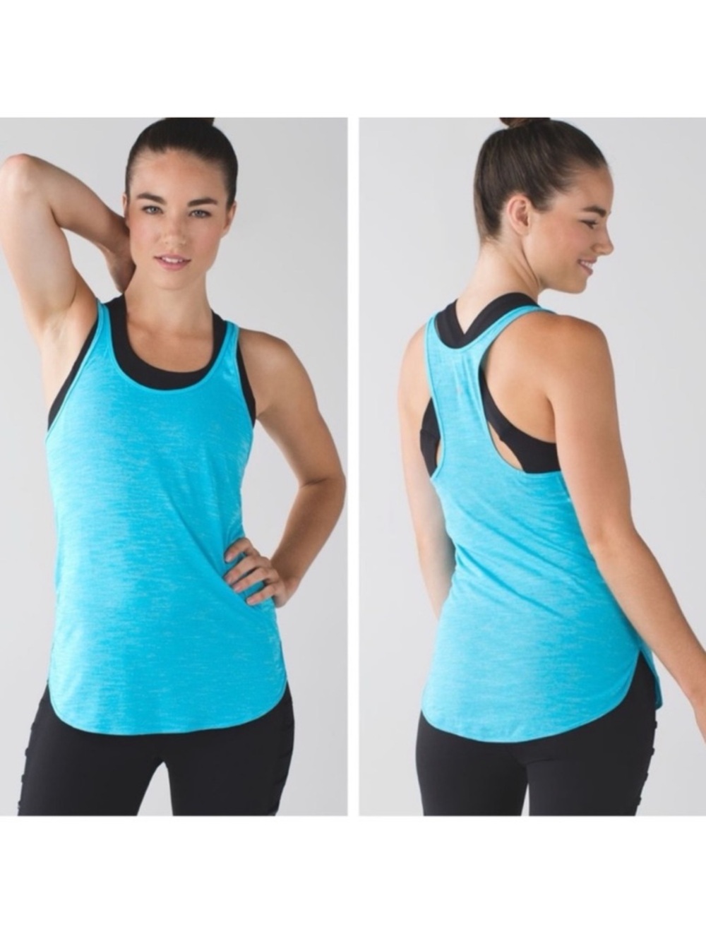 Lululemon What The Sport Singlet Tank Top Lightweight Heathered Fresco Blue 8
